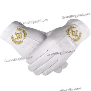 Masonic Gloves with Embroidered Compasses Symbol