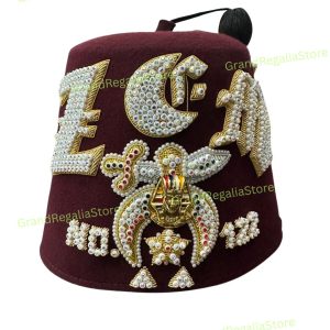Custom Embroidered Shriner Fez & Fez Case