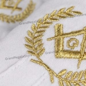 Masonic Gloves with Embroidered Compasses Symbol