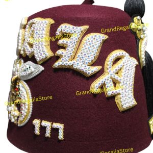 Custom Embroidery Shriner Fez with 4 Row Rhinestones
