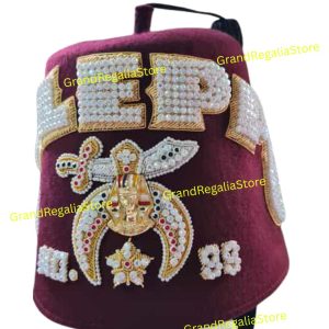 Custom Embroidery Shriner Fez with 7 Row Rhinestones – Personalized Premium Fez