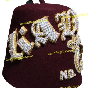 Custom Embroidery Shriner Fez with 4 Row Rhinestones
